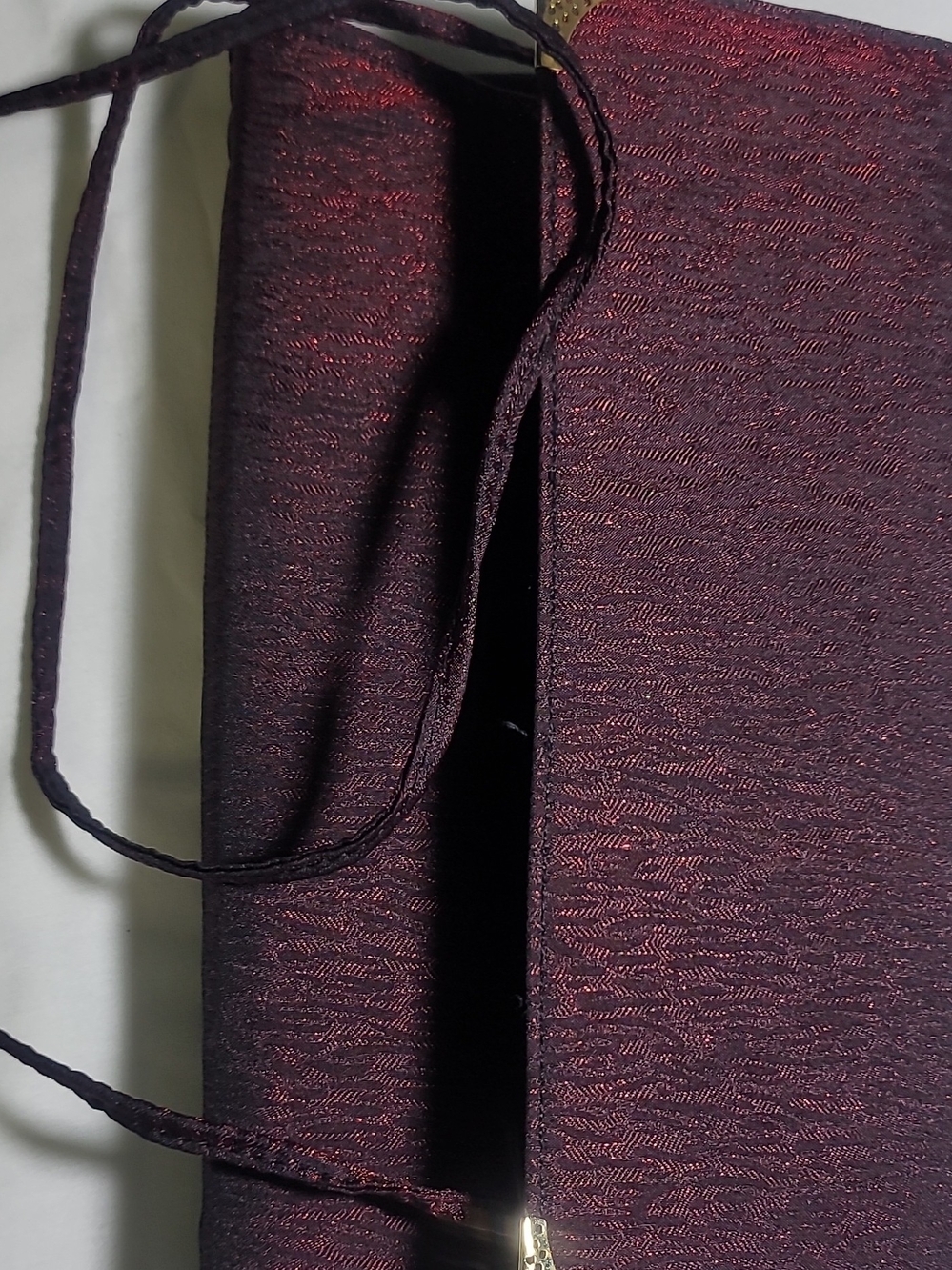 Maroon Textured Foldover Clutch Bag